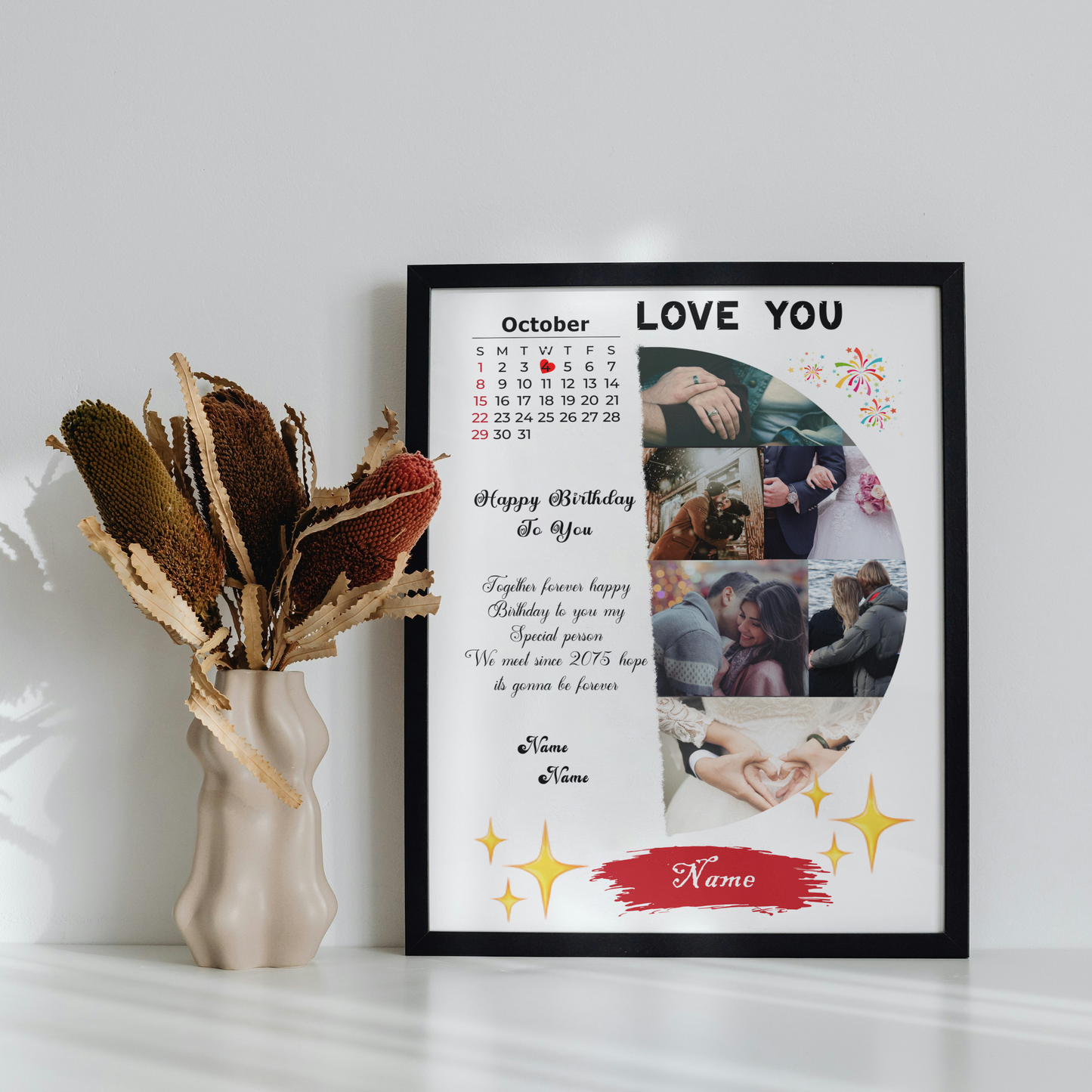 Birthday Photo Frame HalfMoon White - wowgifz