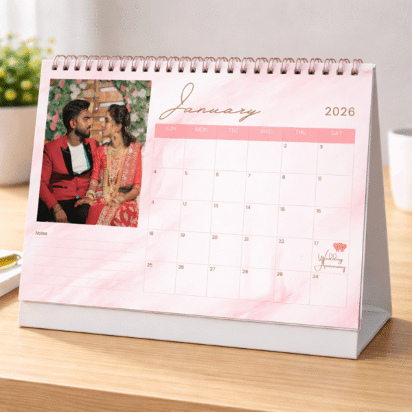 Personalized Photo Desk Calendar – Custom Table Calendar with Photo | Gift for Couples & Office Desk