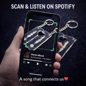 1 Personalized Spotify Code Couple Keychain Set (2 Pieces) – Acrylic Heart Puzzle Keychains