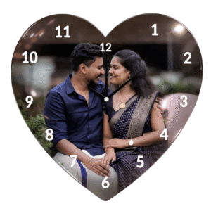 1 Personalized Heart Shape Acrylic Photo Wall Clock – Custom Couple Gift for Wedding & Anniversary
