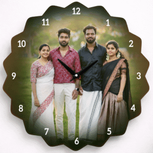 1 Personalized Family Photo Acrylic Wall Clock – Custom Designer Shape Clock | Unique Gift for Home Décor