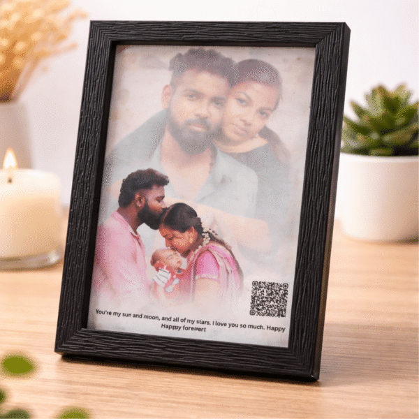 1 Personalized Photo Frame with Audio QR Code – Scan & Play Voice Message Gift for Couples & Family