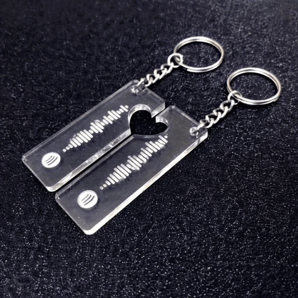 Personalized Spotify Code Couple Keychain Set (2 Pieces) – Acrylic Heart Puzzle Keychains