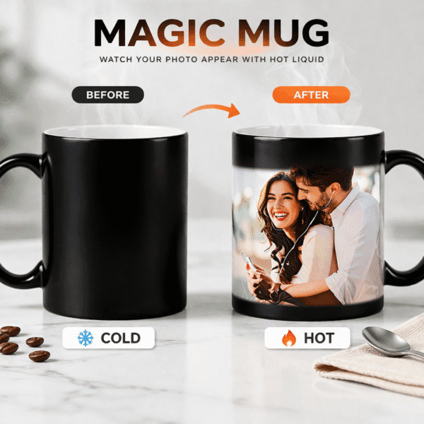 Personalized Magic Mug – Heat Sensitive Photo Mug | Custom Color Changing Coffee Mug Gift