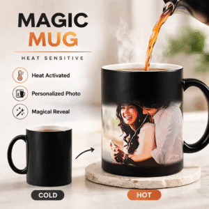 3 Personalized Magic Mug – Heat Sensitive Photo Mug | Custom Color Changing Coffee Mug Gift